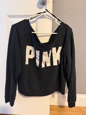 2 VS PINK Off Shoulder Sweatshirts- Gray and Black